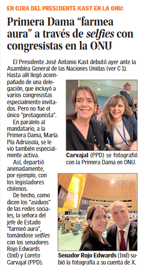 Leo_ChavezB's tweet photo. La primera dama, María Pía Adriasola. farmeando aura en la ONU.

Nadie, nunca. https://t.co/pe1ch34TBE