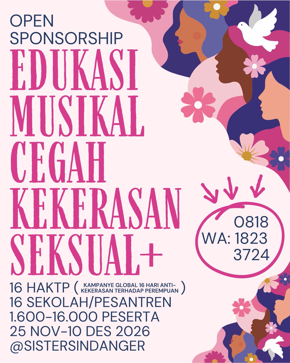 SistersInDanger's tweet photo. Kepada perempuan, istri, pacar, anak, atau siapapun yang jadi korban kekerasan, segera hubungi hotline SAPA 021-129 (24 jam) atau https://t.co/FkfvTcCVkk untuk dapatkan pertolongan.

Bisa juga hubungi WCC/LBH sesuai domisili di sini: https://t.co/0EqIPTEECO

Sumber: https://t.co/qdOeDGT22K

(3/3)

Dukung kami pencegahan kekerasan dengan edukasi musikal ke sekolah/pesantren supaya tidak ada korban atau pelaku selanjutnya: