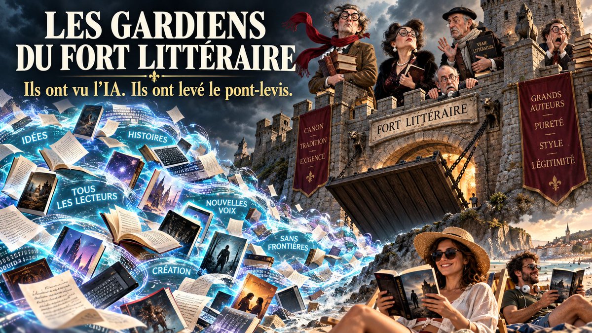 lactetue's tweet photo. Les gardiens du fort littéraire ont vu l’IA. Ils ont levé le pont-levis.

Attention : le texte que vous lisez a été écrit avec une intelligence artificielle. Si vous venez de ressentir une chute vertigineuse de sa valeur, félicitations, vous êtes au bon endroit.

Depuis quelques jours, à la faveur d’une polémique sur un roman soupçonné d’hérésie algorithmique, les vigiles de la Littérature — avec un grand L, s’il vous plaît — paniquent. Pour eux, l’IA n’est pas un outil. C’est Attila avec Microsoft Word, venu piétiner le pacte sacré signé devant notaire entre l’âme de l’auteur et la vôtre.

Spoil : quand un type dévore un thriller sur la plage, il s’en cogne de la communion métaphysique avec l’auteur. Il veut juste savoir qui a étranglé Gérard dans le local à poubelles. Et idéalement avant l’apéro.

La police du bon goût

Derrière ces prophéties crépusculaires flotte le doux parfum du mépris : « Oui, mais la romance ou le polar, ce n’est pas de la vraie littérature. » Ah. Nous y voilà.

Les élites défendent leur donjon. Eux savent. Eux lisent Barthes. Pendant ce temps, Jacqueline s’achète son huitième roman de gare à l’aéroport de Nice sans leur demander l’autorisation. L’horreur absolue : le public qui choisit au plaisir.

Le SAV des émotions

L’argument suprême : « S’il n’y a personne derrière la page, l’œuvre n’a plus de valeur. »

Imaginez. Vous lisez un roman généré par IA sans le savoir. Vous pleurez à la fin. Trois jours plus tard, on vous révèle la supercherie. Vous faites quoi ? Vous ravalez vos larmes ?

« Pardon, je viens d’apprendre que mon émotion n’était pas réglementaire, où est le guichet de remboursement ? »

Votre émotion existe. Que la métaphore vienne d’un écrivain torturé fumant à sa fenêtre ou d’un réseau de neurones ne change rien à votre expérience. C’est votre snobisme qui dicte le reste, pas une loi de la physique.

La douane des pourcentages

J’écris moi-même un roman avec une IA ... oui je deviens redondant avec ça, et en prime  OUI, je viens de rendre mon badge d’écrivain imaginaire.

Recherche, brainstorming, contrôle de cohérence, correction orthographique — une œuvre de salubrité publique.

À quel moment précis le livre devient-il faux ? À la première virgule déplacée ? À 51 % ? Faut-il faire venir un huissier pour comptabiliser la prose synthétique et me sommer de restituer ma métaphore du chapitre 12 ?

Et pitié, arrêtons avec le romantisme de l’effort. Je peux passer six semaines à peindre un cheval ; à l’arrivée, il peut toujours ressembler à une cafetière.

La souffrance n’est pas une unité de mesure esthétique.

Une montre mécanique à 150 000 balles donne l’heure avec moins de précision qu’un smartphone à 300 balles. Ça ne rend ni la montre inutile, ni le téléphone inférieur. Ils ne tirent simplement pas leur valeur du même endroit.

La fin du monopole

Le 100 % humain survivra. Exactement comme l’artisanat, l’argentique ou le vinyle.

Un roman artisanal pourra être une purge absolue de 600 pages ; un roman généré pourra être une fulgurance. (la proposition inverse n'étant pas à nier).

Ce qui terrorise les gardiens du temple, ce n’est pas que l’IA ponde de la merde — on le fait très bien tout seuls depuis des siècles. C’est qu’elle devienne capable de produire de l’or.

Et là, quelque chose change.

La capacité à produire une belle prose cessera d’être rare. La valeur se déplacera davantage vers l’idée, le goût, la sélection, la direction, la cohérence, la vision.

Et soudain, certains découvrent avec horreur qu’ils ne sont peut-être pas les propriétaires éternels du tampon « ceci est de la littérature ».

La littérature ne va pas mourir.

Elle va muer.

Et le public continuera d’aimer ce qu’il veut, sans demander l’avis des vigiles. Heureusement. Sinon, on en serait encore tous à écouter du clavecin en recopiant des parchemins à la plume d’oie.

PS : Oui, Nova m’a aidé à écrire, tailler et affûter ce billet où je me fous de la gueule de ceux qui pleurent sur la pureté de la création. On n’allait quand même pas rater une occasion pareille de joindre l’acte à la parole. 😂