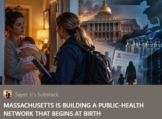 NVICLoeDown's tweet photo. MASSACHUSETTS IS BUILDING A PUBLIC-HEALTH NETWORK THAT BEGINS AT BIRTH
| Sayer Ji | https://t.co/jXG5KV7QaI
Something significant is happening in #Massachusetts we should all be aware of. It could come knocking in your home state soon, as well.
#MA #HomeVisits https://t.co/9DfGnHx0PK