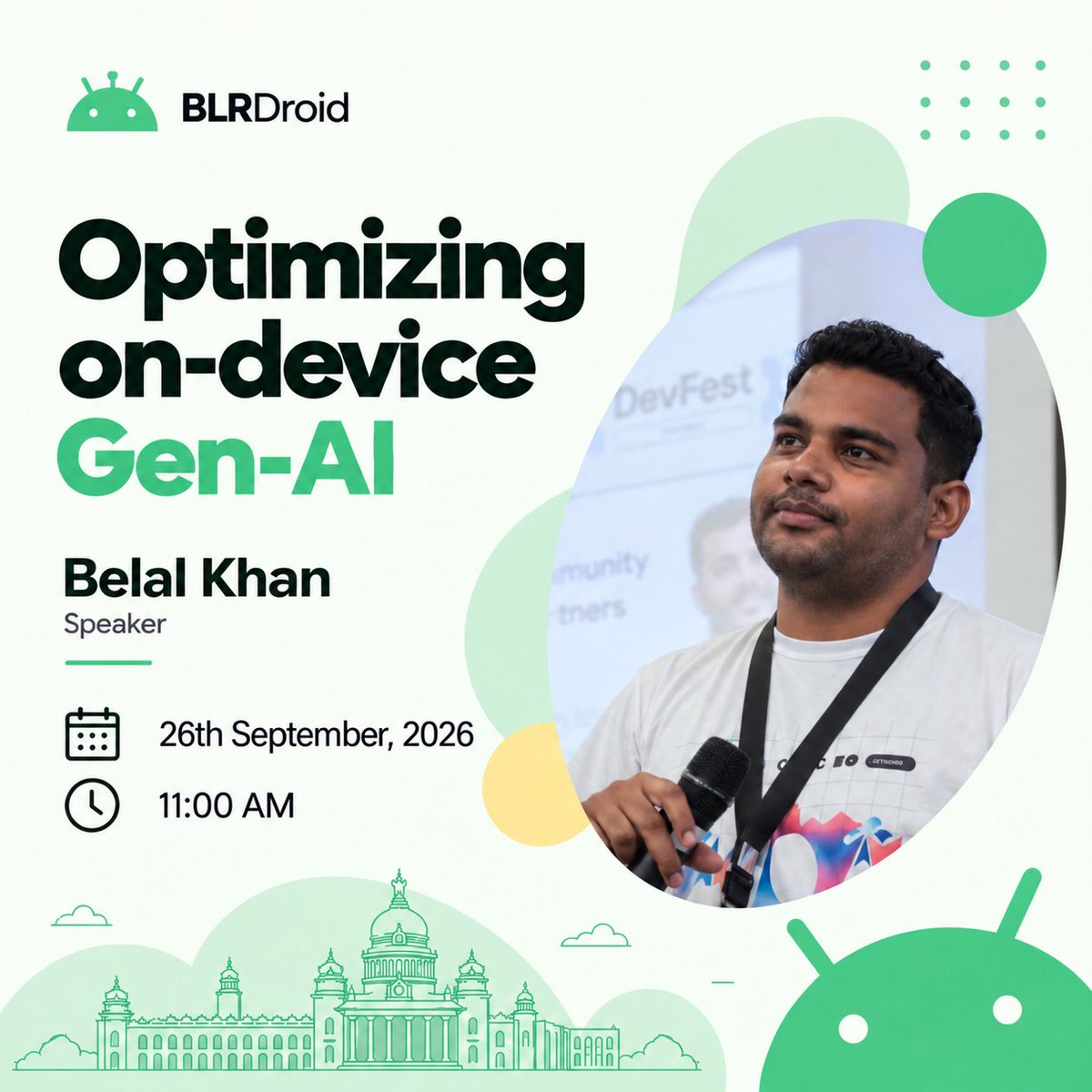 blrdroid's tweet photo. Our second speaker,  Belal Khan speaking on "On Device  Gen-AI" 

RSVP now: https://t.co/eEcF4qc8rs https://t.co/xMunsxMmuI