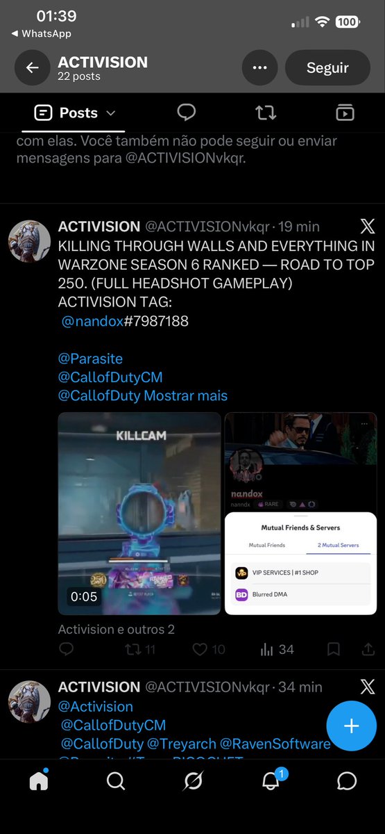 usernandx's tweet photo. This X account is new and was created to spread false information about me. This is completely fake. I am NOT the player shown in this video.

@CallofDutyCM 
@Parasite 
@CallofDuty 
@Treyarch 
@RavenSoftware 
@Activision 
@ATVIAssist https://t.co/ycij9877dp