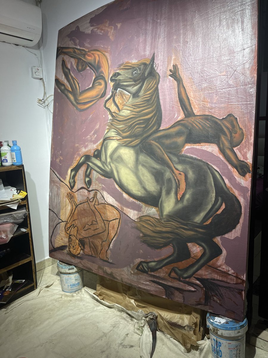 kehindewill's tweet photo. Well have been working on this particular piece for a some weeks now, then I got stuck, I’m really skeptical on my color palette especially the background. Any idea on what will sooth my background guys?
#artistsupport #blackart #artcommunity #artists #oiloncanvas https://t.co/n7LT4cq8eK