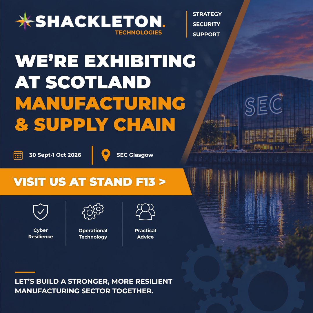 shacktech's tweet photo. We’re nearly ready for the Scotland Manufacturing &amp; Supply Chain Conference &amp; Exhibition next week.

📍 SEC Glasgow
📅 30 September and 1 October
👋 Stand F13

If you’re attending, come over and say hello.
#SMSC2026 #ScottishManufacturing #CyberResilience #OperationalTechnology https://t.co/p84aXs7Iof