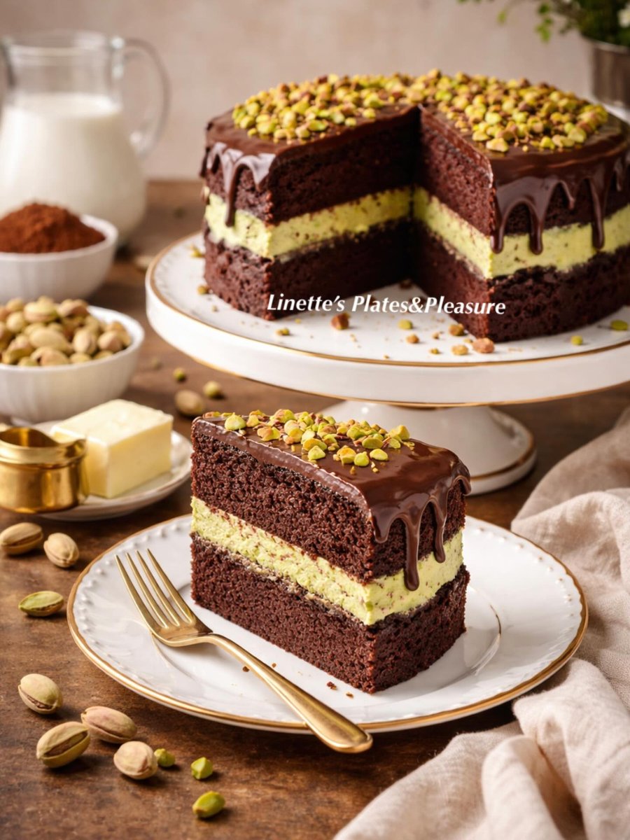 BridgetteMaxham's tweet photo. Chocolate Pistachio Luxury Cake

Moist chocolate layers filled with silky pistachio cream—rich, elegant, and unforgettable. Perfect for celebrations or whenever you crave bold chocolate balanced by creamy nutty sweetness. Save this recipe. https://t.co/q8T2wLyoJC