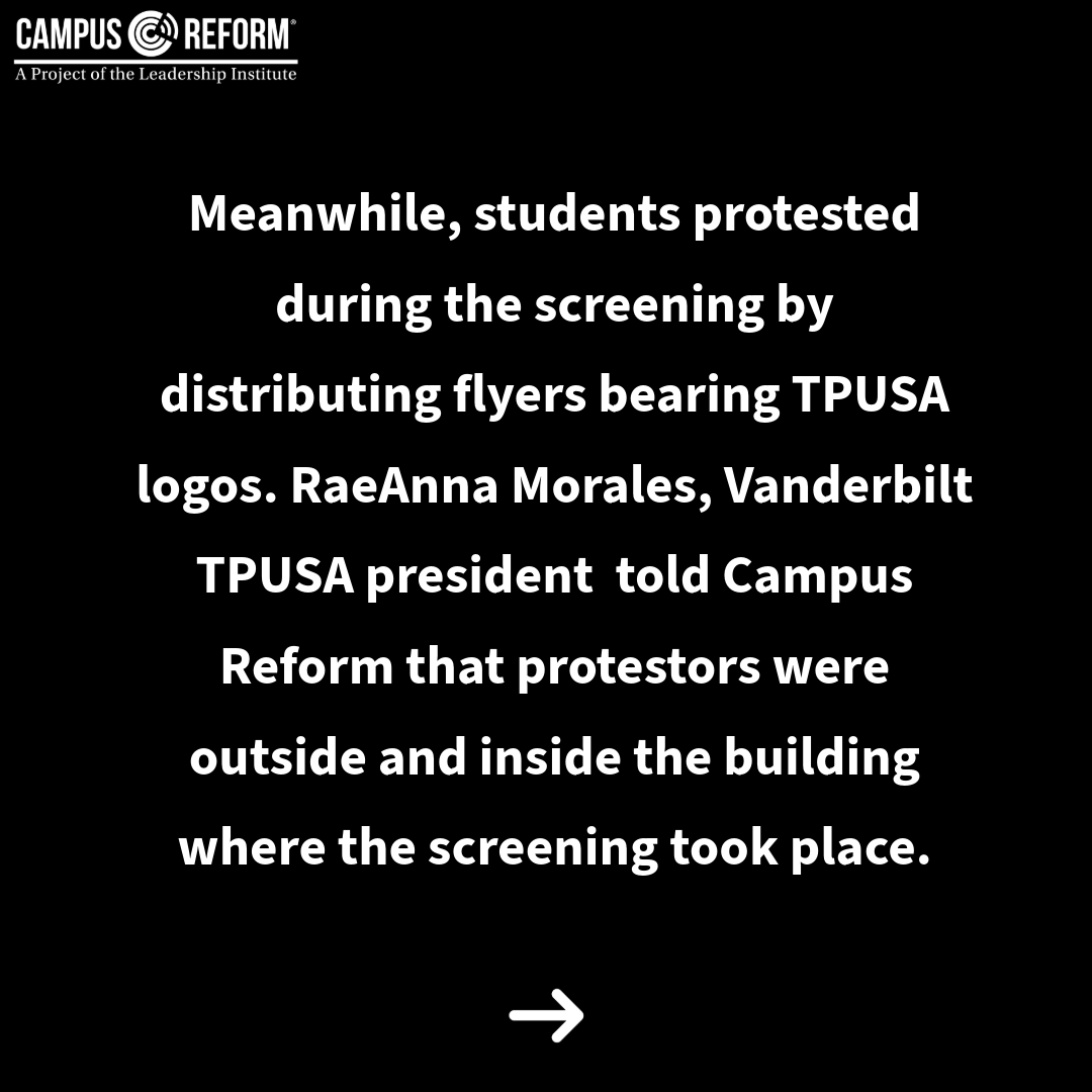 campusreform's tweet photo. Protesters distributed flyers bearing @TPUSA logos, prompting the chapter’s faculty adviser to ask Vanderbilt administrators whether the materials complied with university policy.

@dailywireplus https://t.co/j3JOSTV8JP