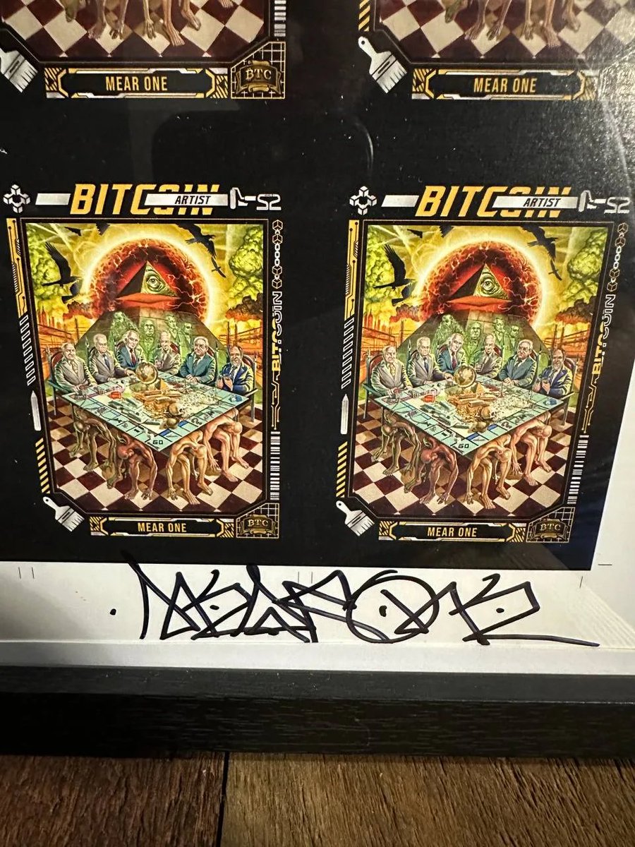 clctibles's tweet photo. 🔥  Before the cards are cut, there is the sheet.

This uncut Mear One sheet from BTCTC Series 2 OPP captures the artwork and production process in one display-ready piece.

No reserve. Opening bid: $1.

Bidding is live and closes September 24.

Bid at https://t.co/kWKX46O8up. 👇 https://t.co/XX12rjPxwH