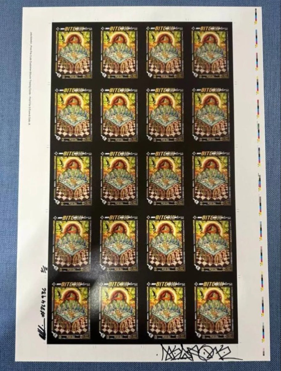 clctibles's tweet photo. 🔥  Before the cards are cut, there is the sheet.

This uncut Mear One sheet from BTCTC Series 2 OPP captures the artwork and production process in one display-ready piece.

No reserve. Opening bid: $1.

Bidding is live and closes September 24.

Bid at https://t.co/kWKX46O8up. 👇 https://t.co/XX12rjPxwH