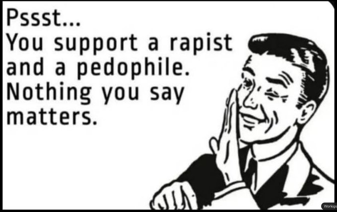 NeverQuitRaging's tweet photo. @Silv101N @SolomonSena22 @AProudMAGAman @RockyMtMama1 This got one pedophile supporter to block me will it work on you? https://t.co/4y1Hcik09F