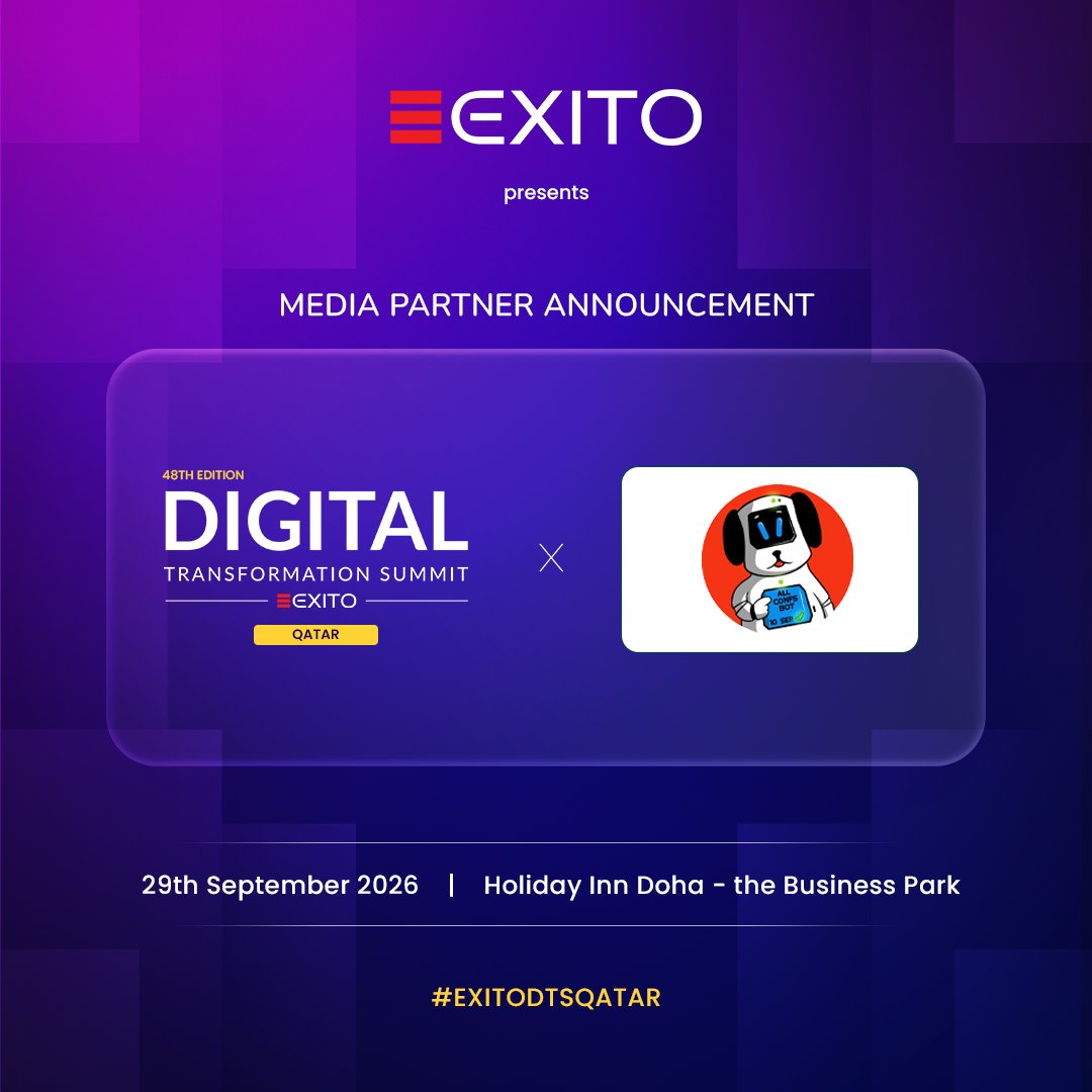 Allconfsbot's tweet photo. Digital Transformation Summit Qatar 2026 – Powering Qatar’s AI-Driven Digital Future

📅 Dates: September 29, 2026

📍 Location: Holiday Inn Doha – The Business Park, Doha, Qatar

The 48th Edition Digital Transformation Summit Qatar 2026 will bring together 200+ CIOs, CTOs, CDOs, CISOs, and senior technology leaders to explore the future of enterprise transformation. Organised by Exito Media Concepts, the summit will focus on artificial intelligence, cloud computing, cybersecurity, data, automation, and digital infrastructure. Held under the theme “Powering Qatar’s AI-Driven Digital Future,” the event will examine how organisations can develop secure, resilient, and future-ready digital capabilities in alignment with Qatar National Vision 2030. Discussions will address digital government, enterprise AI adoption, smart cities, responsible AI governance, and cybersecurity resilience. The programme will combine expert-led keynotes, executive panels, real-world case studies, and strategic networking opportunities.

Conference Highlights:

• Connect with 200+ senior technology leaders and decision-makers
• Explore AI, cloud computing, cybersecurity, automation, and digital transformation
• Examine Qatar’s digital government initiatives and smart city development
• Gain insights into responsible AI governance and enterprise cybersecurity
• Participate in curated one-on-one meetings, interactive roundtables, and peer discussions

The summit will bring together technology executives, government stakeholders, innovators, and solution providers to exchange practical insights and explore strategic partnerships. The event is CPD-certified, with attendees eligible to earn up to 8 hours of CPD credits.

All details are available on our website — https://t.co/co56PWTDbH

|@ExitoEvents|

#DigitalTransformationSummit #DigitalTransformation #ArtificialIntelligence #Cybersecurity #CloudComputing #SmartCities #ResponsibleAI #QatarEvents #EnterpriseTechnology #ExitoMedia