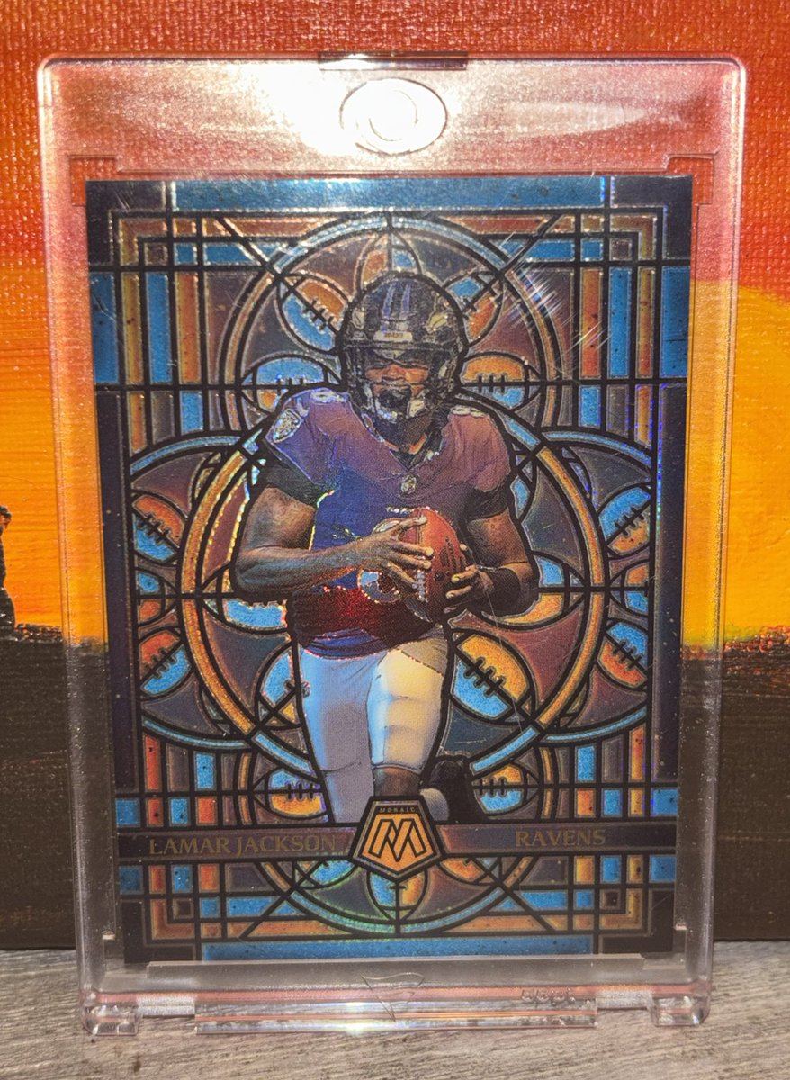theHobbyVault's tweet photo. @TheShop_CC Lamar Jackson stained glass case hit 
🏷️ taking offers https://t.co/alMiopneem