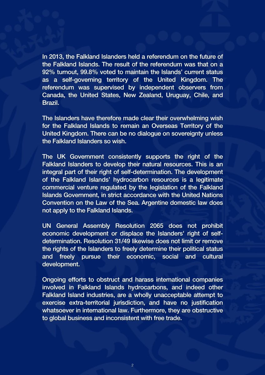 PolitlcsGlobal's tweet photo. 🚨🇫🇰 NEW: The UK government has issued a statement regarding Argentina’s claim to the Falkland Islands 

“There can be no dialogue on sovereignty unless the Falkland Islanders so wish” https://t.co/bK0HYEboyY