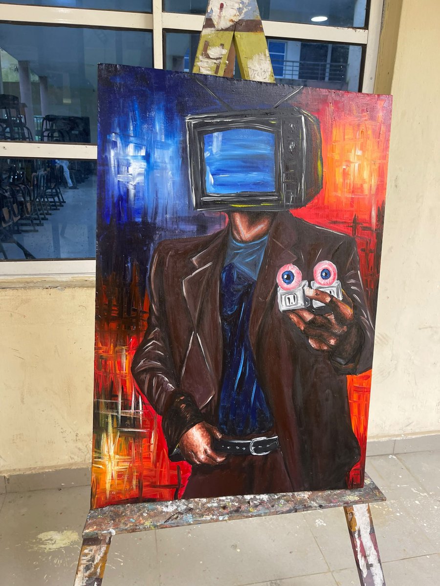 Oracle_East's tweet photo. Title : The unknown observer 
Medium :acrylic on canvas 
Size : 60.96cm x 91.44cm 
Year :2026 https://t.co/trAzCvXTAb
