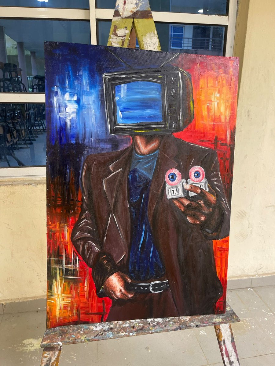 Oracle_East's tweet photo. Title : The unknown observer 
Medium :acrylic on canvas 
Size : 60.96cm x 91.44cm 
Year :2026 https://t.co/trAzCvXTAb