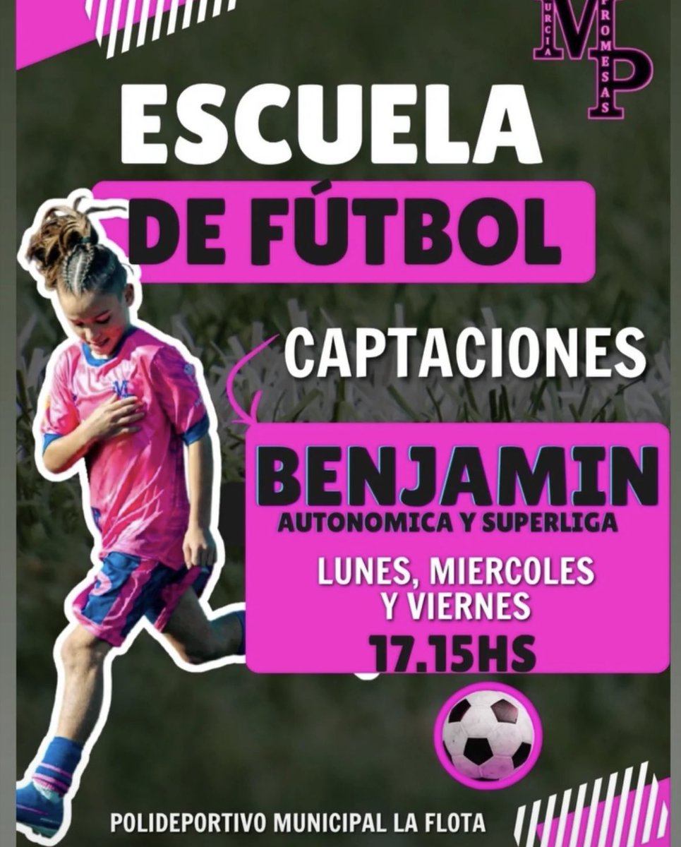 AP_S_L's tweet photo. Buscamos jugadores aptos para las categorías de superliga y autonómica. No dudes en conseguir entrar en unas de las escuelas de fútbol base dela Región de Murcia. @ffrm_es  @murciapromesasf @FutbolBase_PT https://t.co/s3hVWPvToj