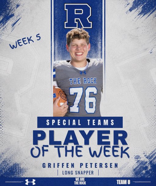 Rockvale_FB's tweet photo. Help us congratulate our outstanding Players of the Week from Week 5! 

@Gabriel_Gory 
@kyanmcclain_71 
@UlibarriEmerson 
Griffen Petersen

#WeAreTheRock🪨 #Team8 https://t.co/E2LONpN7fu