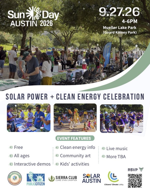 GeorgeDearing's tweet photo. @GreenTexanEV AustinEV will have a table this Sunday. Come by and tell others your stories! (@AustinEV) @Michelle4Texla https://t.co/XuokXa7yNO