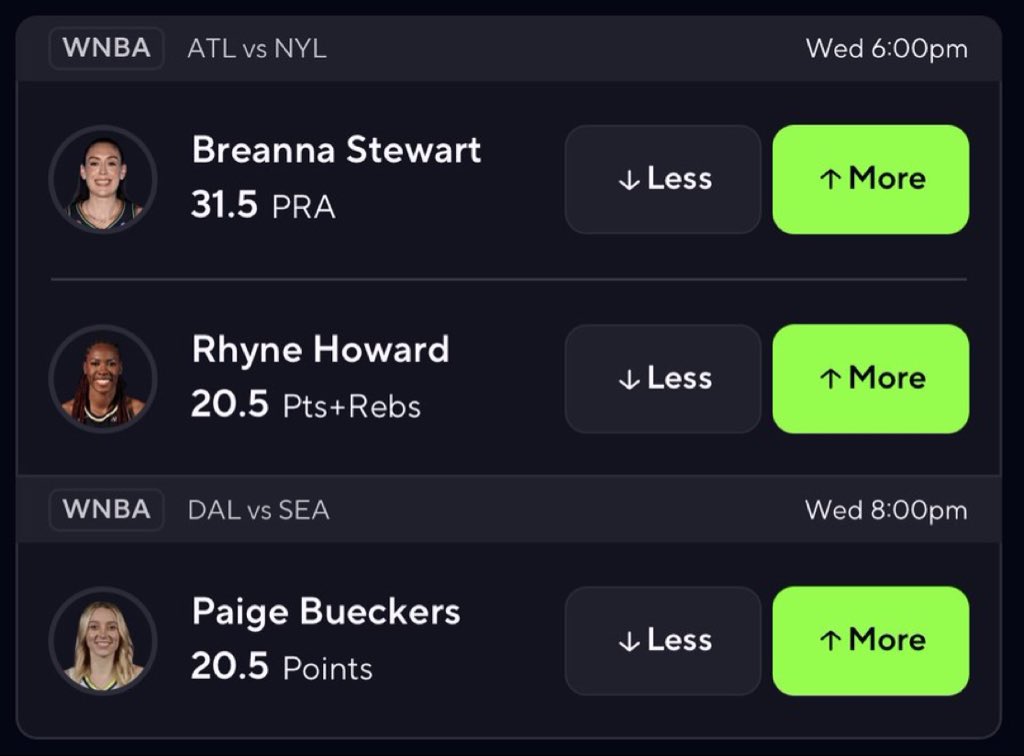 BetBeastDC's tweet photo. Prize Picks Play Of The Day🔥

Breanna Stewart Over 31.5 PRA
Rhyne Howard Over 20.5 Pts+Rebs
Paige Bueckers Over 20.5 Points

Get My Best Picks FREE👇
https://t.co/l0BJrzKUaQ https://t.co/dTYsbGj5Yz