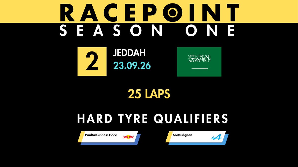 RacePointLeague's tweet photo. 🚨 LIVE NOW 🚨

Our second race of Season 1 takes us to Jeddah 🔥

🎙️ Commentator: @IvorBrynMike

https://t.co/6XCvf1YvA0 https://t.co/ldG9h8WAkf