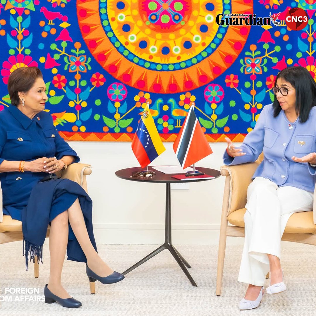 CNC3TV's tweet photo. Prime Minister Kamla Persad-Bissessar met with Venezuelan President Delcy Rodríguez in New York on Wednesday on the sidelines of the 81st United Nations General Assembly.
The meeting comes amid ongoing discussions between Trinidad and Tobago and Venezuela on security, energy and bilateral relation.

Photos Courtesy Kamla Persad Bissessar social media pages