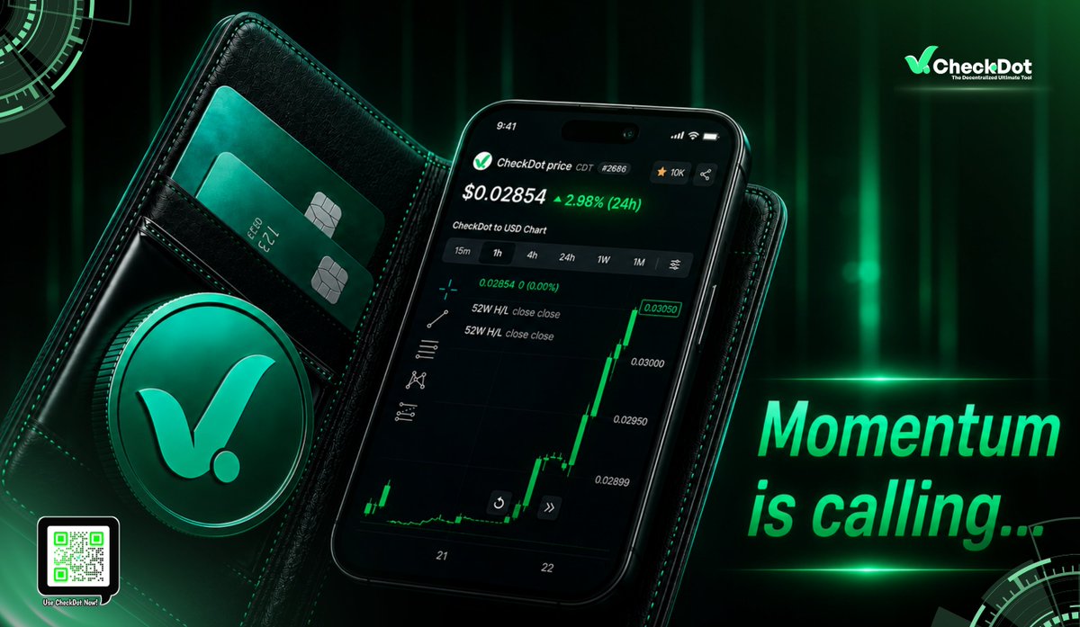 Checkdot_proto's tweet photo. What if the next big move starts with the community? 👀💚

$CDT is more than a token — it’s a growing ecosystem powered by its holders. Every milestone strengthens the journey.

No noise. No shortcuts. Just momentum.

#CheckDot | #CryptoMarkets | #DeFi | #Web3 | #crypto https://t.co/bDUzwbZf8k