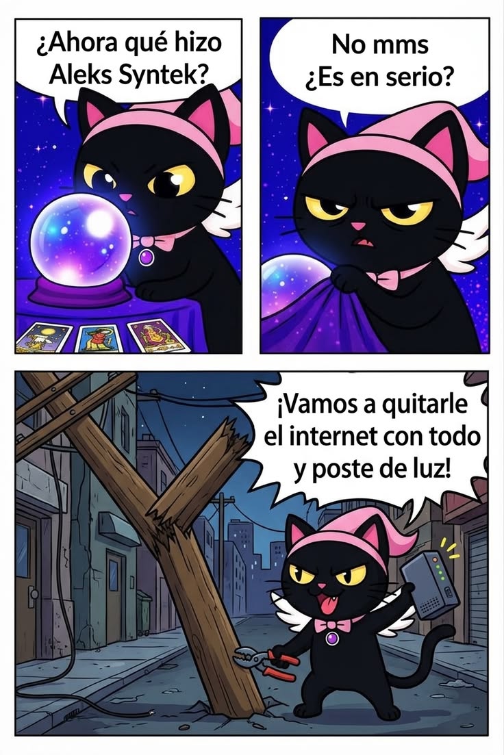 Faedrithiel's tweet photo. Lo siento, tenía que subir esto, no me resistí... 😹😈
Si se quedaron sin internet, sin datos y sin luz, ya saben qué pasó 🔌⚡🙃

#alekssyntek #meme #humor #parati #fyp #fypシ https://t.co/ShqDnx9MeW