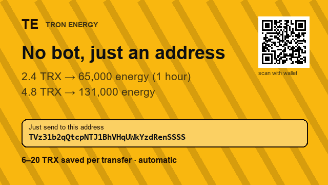 danyellhenxpn's tweet photo. 65,000 energy · 2.4 TRX · 1h

Address : TVz31b2qQtcpNTJ1BhVHqUWkYzdRenSSSS

No bot involved, just the address ⌛
#NFT #USDTTRC20 https://t.co/Zr8BjNVtqc