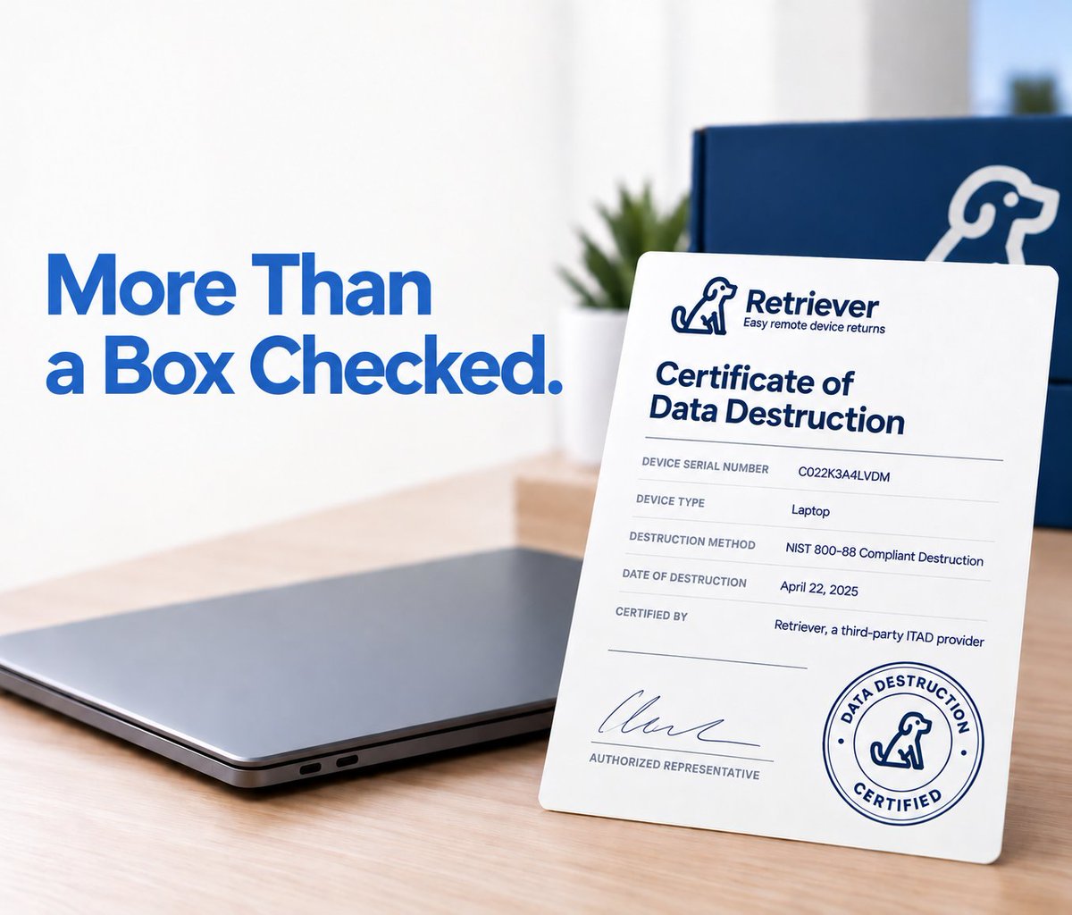 helloretriever1's tweet photo. A Certificate of Data Destruction is more than a formality. It documents what happened to a device’s data at end-of-life.

“We wiped it” is a claim. A certificate is the record.

https://t.co/SklgWHBNix 
 https://t.co/QMKoxO3xNs 

#DataSecurity #ITAD #Retriever https://t.co/9Tb6JNk5Yw