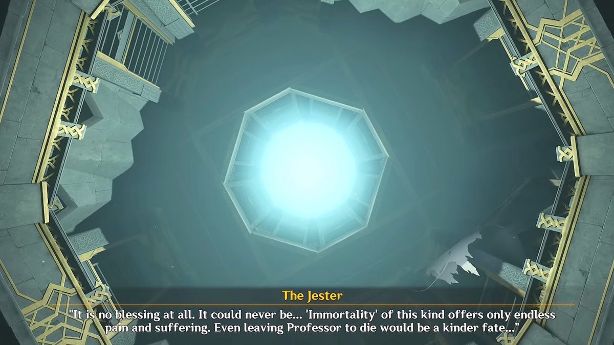 dailyhroptatyr's tweet photo. hroptatyr didn’t save his professor despite discovering immortality because as the ruler of death herself says “death is a relief. only the living can experience endless torment” he came to understand this long before &amp; didn’t want to trap their professor in this cruel fate https://t.co/mDpgB8EReE