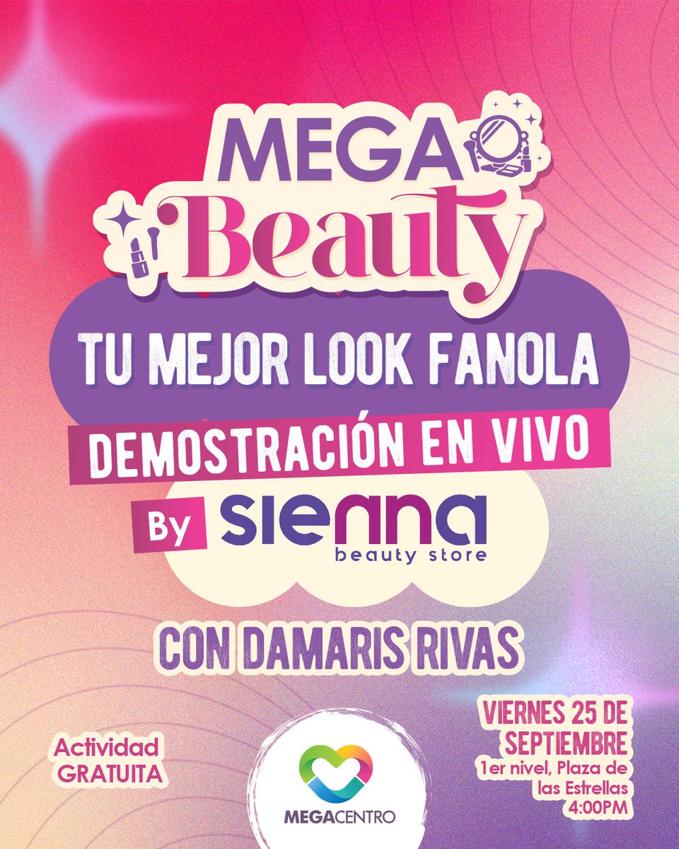 MegacentroRD's tweet photo. No te pierdas la demostración en vivo junto a @livesienna donde aprenderás a sacar el mejor provecho a tus productos Fanola.

#Megacentro https://t.co/E6G72BLo4t