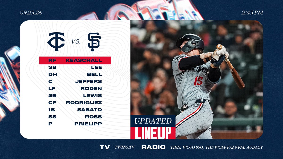 Twins's tweet photo. Updated lineup

📺 https://t.co/sQveEyIQhv https://t.co/T8LyYJviDg