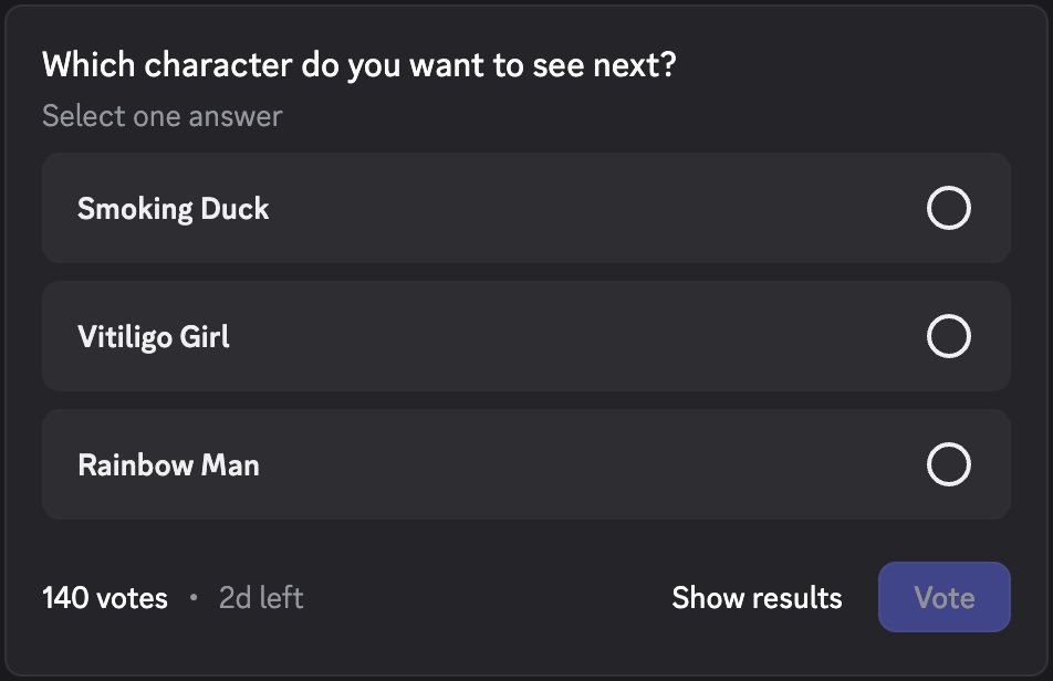 majinbysoto's tweet photo. Members can now submit their vote in Discord on which character we should reveal next.

You'll never guess which one leads so far 👹 https://t.co/m8Sfm3tARL