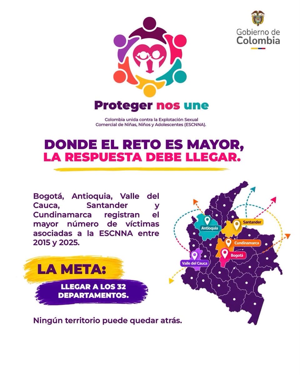 Ministerio_TIC's tweet photo. En el Día Internacional contra la Explotación Sexual Comercial de Niñas, Niños y Adolescentes, desde el Ministerio TIC nos sumamos a #ProtegerNosUne.

Proteger es una responsabilidad de todos. Si conoces o sospechas de una situación de explotación sexual comercial, actúa y denuncia: llama al 141 del @ICBFColombia, 122 de la @FiscaliaCol o 123 de la @PoliciaColombia.

Ninguna señal debe pasar desapercibida. Una Colombia que protege también denuncia.