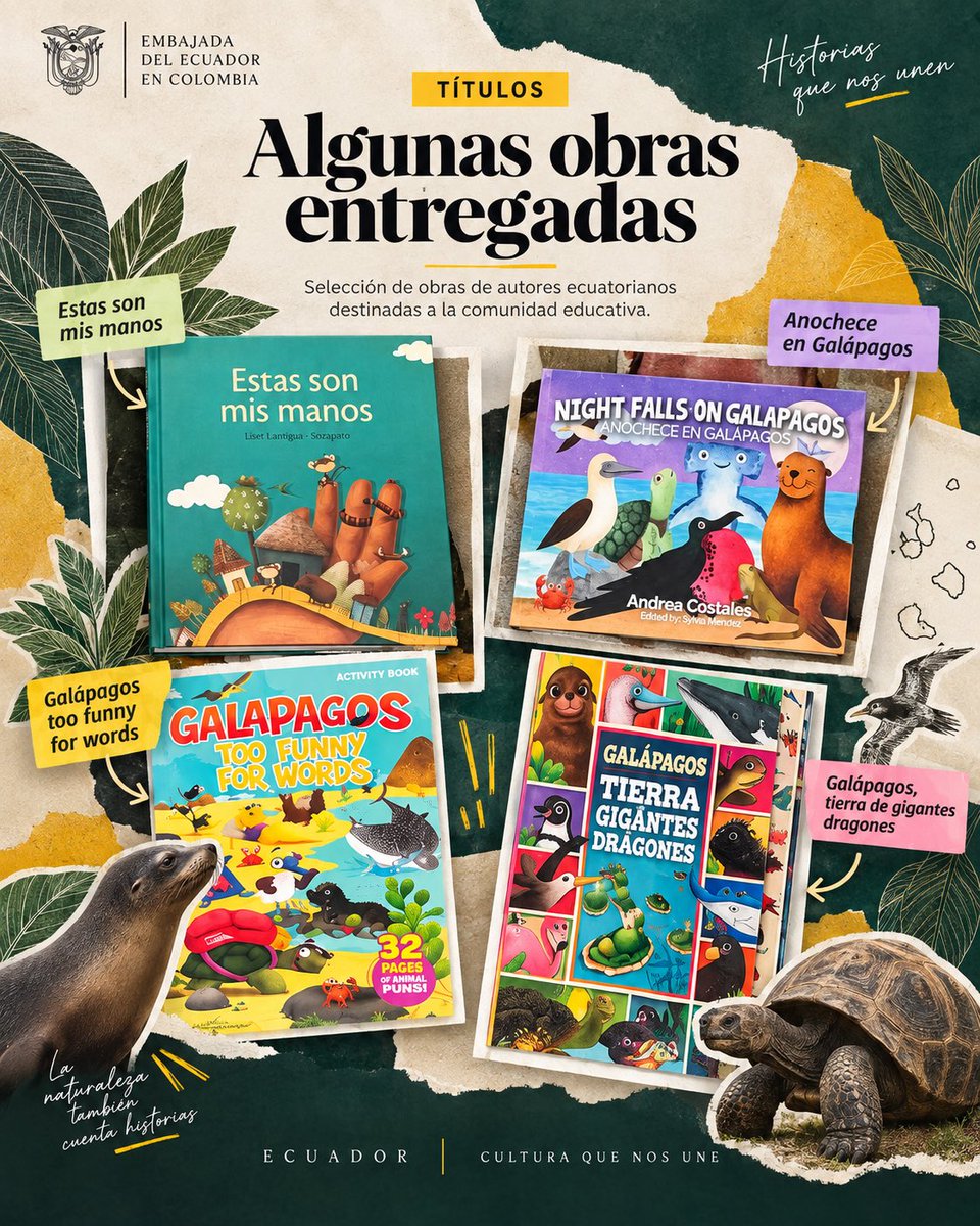 EmbajadaEcuCOL's tweet photo. Literatura ecuatoriana llega a Acevedo, Huila.

La Embajada del Ecuador en Colombia entregó obras de autores ecuatorianos a la comunidad educativa de San José de Riecito, fortaleciendo los vínculos culturales entre ambos países.

#EcuadorEnColombia #EmbajadaDeEcuadorEnColombia https://t.co/uYY4AOrL0W