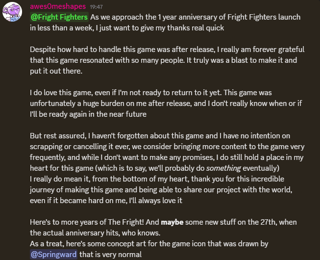 frighters_news's tweet photo. A Statement by @awes0meshapes regarding the upcoming 1st year anniversary of Fright Fighters!
We might be getting something for the anniversary on the 27th.

As an early surprise we got to see some concept art for the game icons!

#Frightfighters #ROBLOX https://t.co/GnT4M0LSEP