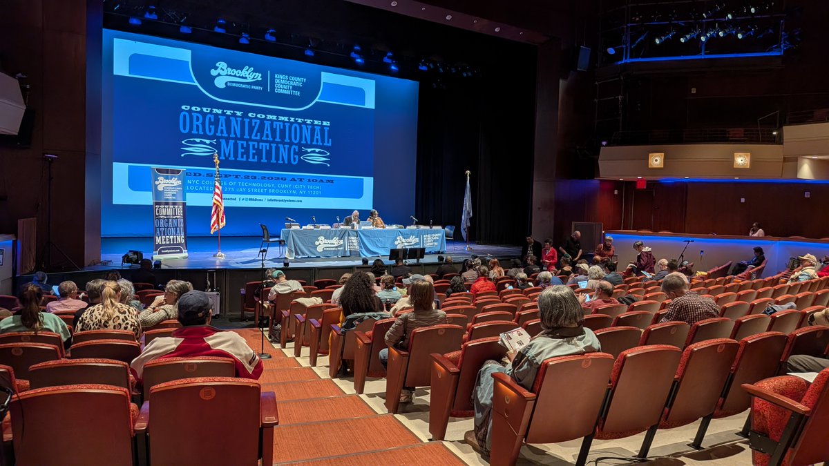 newkingsdems's tweet photo. Update from the BK Democratic County Committee mtg, which was supposed to start at 10 am:

The meeting was briefly called to order at 1:33 pm and then recessed until 2 pm to address ongoing, massive discrepancies in proxy registrations and delays in distributing voting clickers. https://t.co/NARmpXRWZO