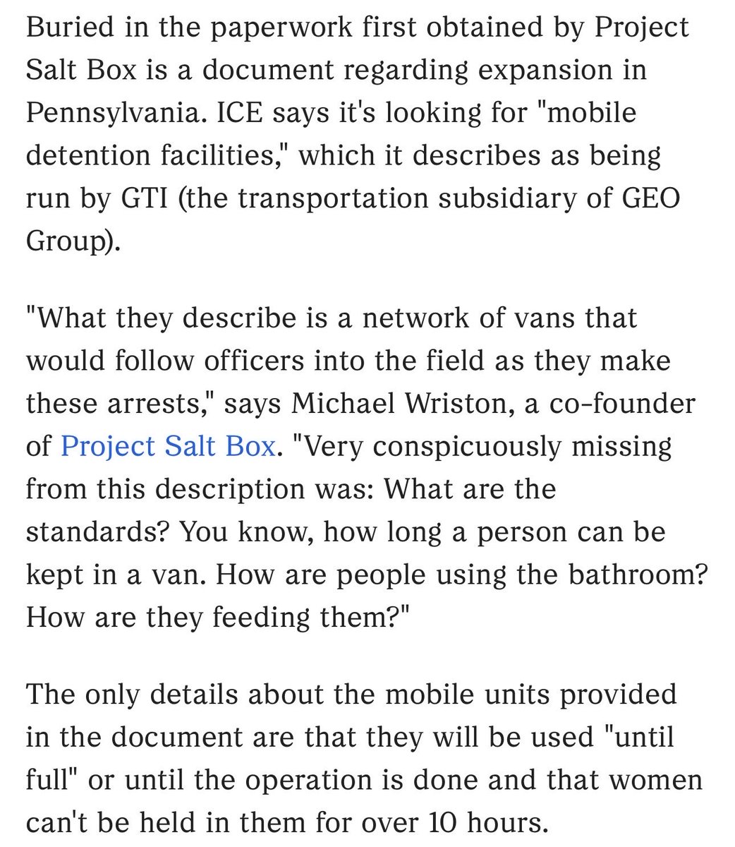 thallucination8's tweet photo. GEO Group, formerly known as Wackenhut Corrections Corp., are planning on utilizing their in-house transportation division, GTI, “the largest provider of ground and air transportation for ICE,” to expand assisting ICE in PA by running a network of “mobile detention facilities.” https://t.co/4Mwplqq31b