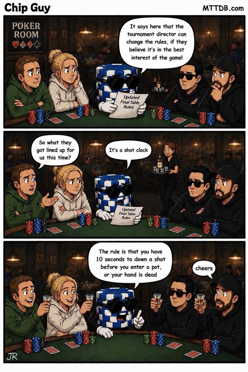PokerChipGuy's tweet photo. Chip Guy #16: Shot Clock

https://t.co/laQgNy0MI5

#poker #games #comic https://t.co/kYw2vLGCqG
