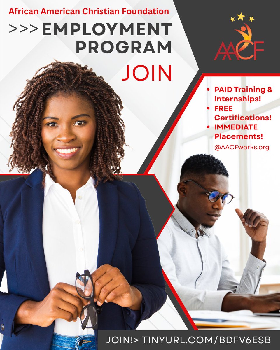 KAMITH2010's tweet photo. EARN while you learn in our PAID Employment Program!
*PAID Training
*PAID Internships
*FREE Certifications
*IMMEDIATE Placements
*And MORE!
JOIN!> https://t.co/L7QuI2XItU
#Jobs #Hiring #Employment #JobTraining #FreeCertifications https://t.co/iHOdoB8Wsy