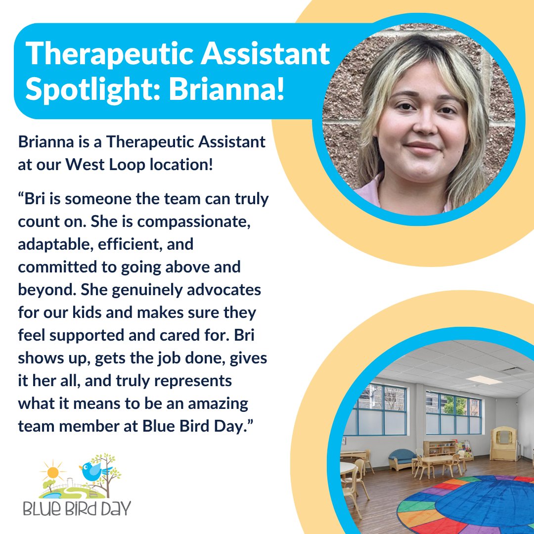 BBDProgram's tweet photo. We've designated September as Therapeutic Assistant Appreciation Month and we're celebrating our incredible TAs with spotlights written by their coworkers! #therapeuticassistant #TA #TAs #therapeuticassistants #staffspotlight #employeespotlight #bluebirddayprogram https://t.co/Z1pW9lZ8TX