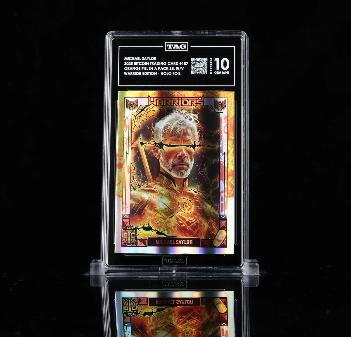 clctibles's tweet photo. 🔥 Michael Saylor returns in BTCTC Series 3: this time in TAG 10. @TAGgrading 

A pristine-grade addition for the collector following both Bitcoin’s people and its card history.

No reserve. Opening bid: $1.

Bidding is live and closes September 24.

Bid at https://t.co/mE0uXLx3Nx.
