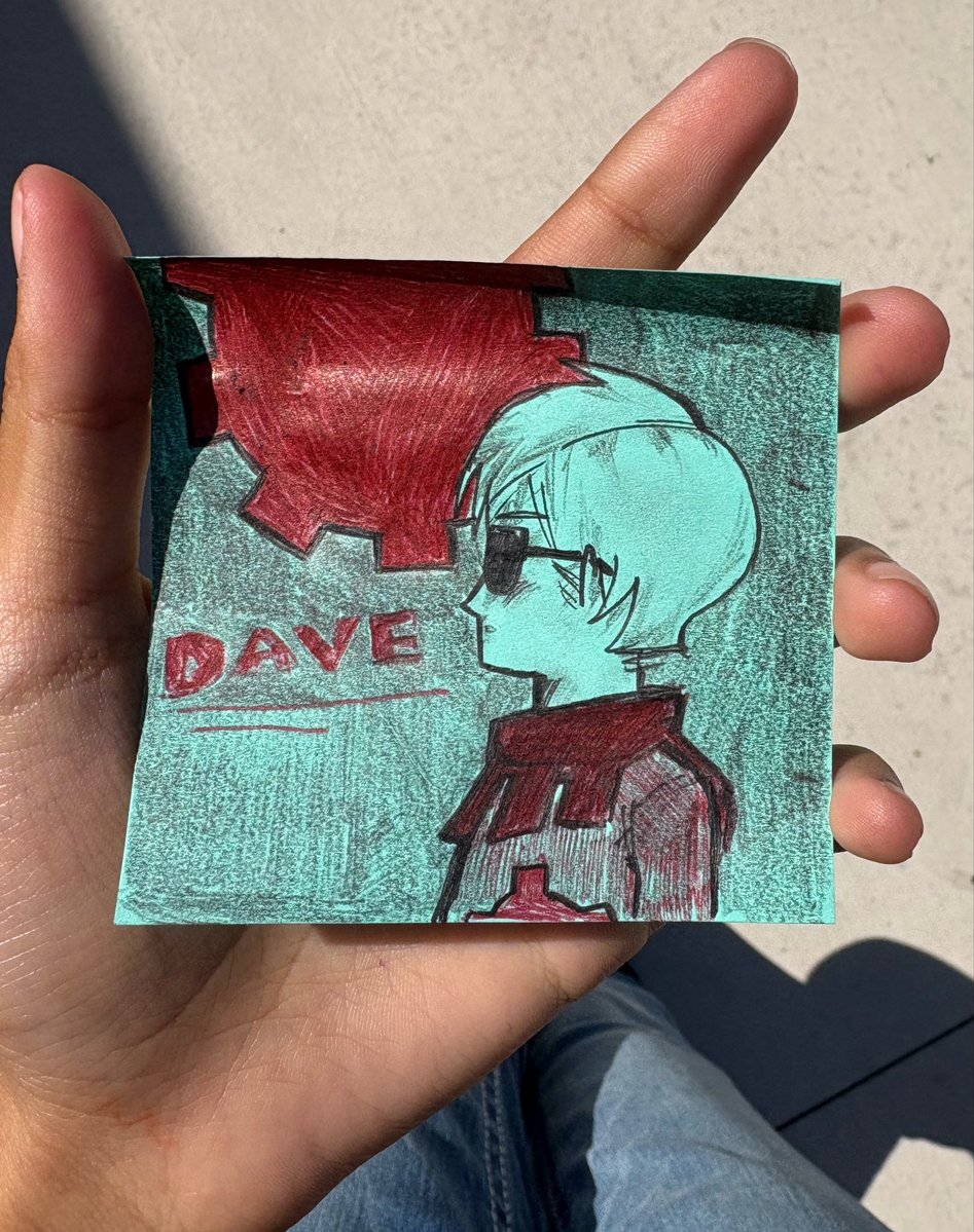 sinseerlyMee's tweet photo. Sticky note Dave strider I did during class https://t.co/Li7rnpKU1R