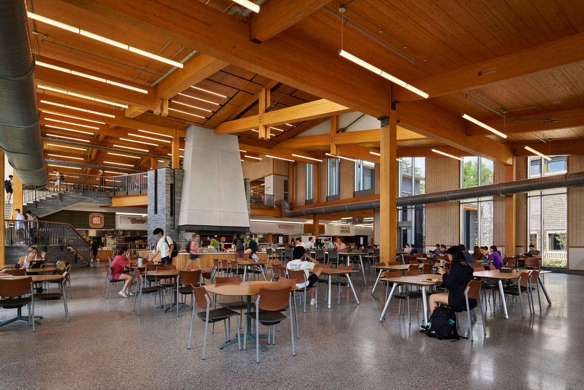 Archello's tweet photo. DLR Group’s Swarthmore Dining and Community Commons pairs mass timber @DLRGroup with an all-electric energy strategy. 
https://t.co/VCOBXUw2dd 

#MassTimber #LowCarbonArchitecture #SustainableDesign https://t.co/Mm0m6bSC3I