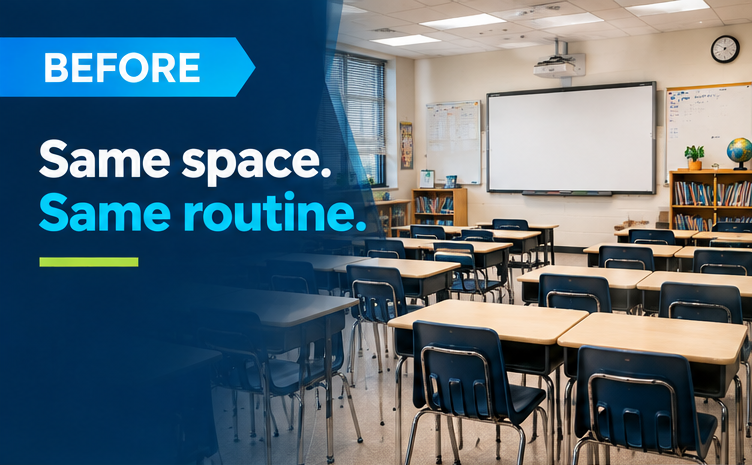 powerupedu's tweet photo. A transformational learning space should feel different, enabling 🧠 independent thinking, 🤝 collaboration, 💡 creativity, 🗣️ communication, 💻 tech use, and 🔄 varied experiences. #PowerUpEDU #TransformationalSpaces #StudentEngagement #CollaborativeLearning #LearningEnvironment #InnovativeEducation #EdTech #CreatingInnovativeLearningExperiences