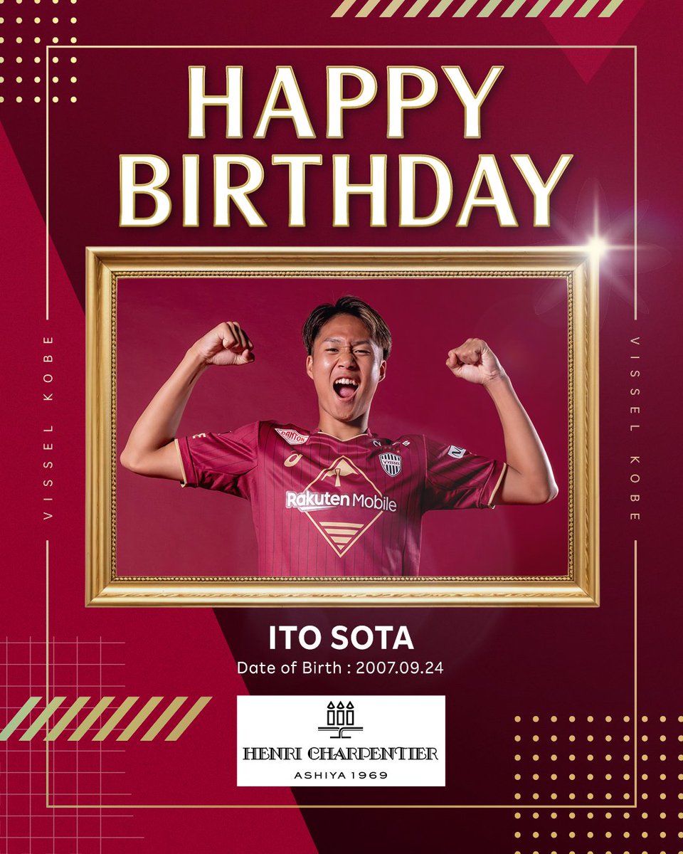 visselkobe's tweet photo. ＼𝐇𝐀𝐏𝐏𝐘 𝐁𝐈𝐑𝐓𝐇𝐃𝐀𝐘／

本日9月24日は #伊藤湊太 選手の19歳のお誕生日🎉
おめでとうございます👏✨
 
Happy 19th birthday Sota ITO 🎂
 
伊藤選手のプロフィールをチェック👀
https://t.co/9AlWcr6kpE
 
#visselkobe #ヴィッセル神戸 #アンリシャルパンティエ #henricharpentier https://t.co/ajCNWpu58d