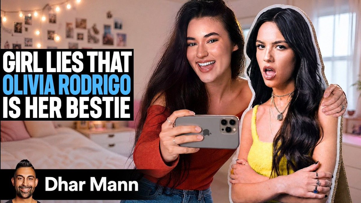 dharmann's tweet photo. Girl Lies That OLIVIA RODRIGO Is Her Bestie | Dhar Mann Studios https://t.co/iZXWNhf3gt https://t.co/9SL6Mejkt6