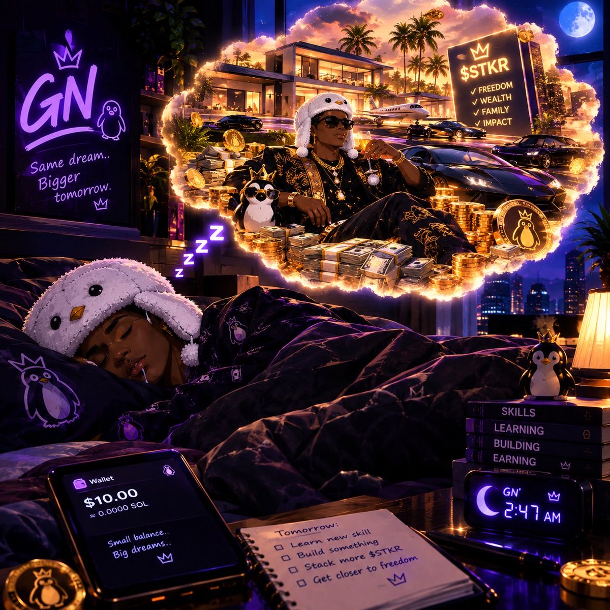 Eazlingboi's tweet photo. GN 🌙🐧

Tonight we dream in gold. ✨
Tomorrow, we wake up and build it. 💻💰

Small balance.
Big vision.
Same dream. Bigger tomorrow. 👑

Sleep well, builders.
We stack another tomorrow. 😴📈

Good night 💤 https://t.co/qomrj1M5mh