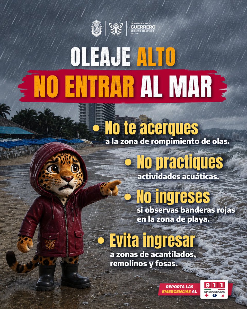 EvelynSalgadoP's tweet photo. Ante los efectos del huracán #Polo, se mantiene el pronóstico de alto oleaje, fuertes vientos y lluvias. 🌊🌀

Llamamos a la población, especialmente en zonas costeras, a extremar precauciones, evitar ingresar al mar y atender las indicaciones de Protección Civil. Mantengámonos informados y no bajemos la guardia.