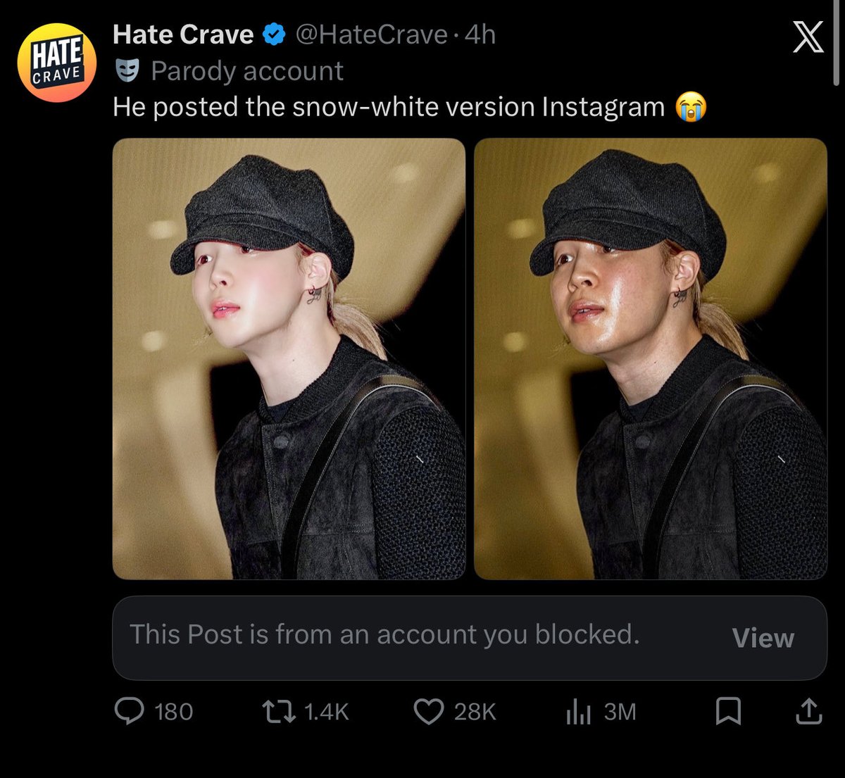jeonstarks's tweet photo. jimin’s fans were so desperate interacting with this account trying to set jk up just for this account to turn around and drag jimin and get 10x more likes 😭😭😭 https://t.co/RtG5xwhWlo