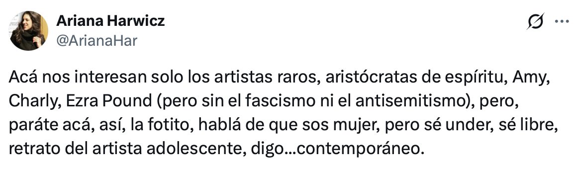 diazdelavega1's tweet photo. Pound sin el fascismo y el antisemitismo (completamente de acuerdo, por cierto), ¿pero nosotros estamos obligados a aceptar a Harwicz con todo y su fascismo, su negacionismo de otro genocidio y su islamofobia? https://t.co/qW7IhoaXJb